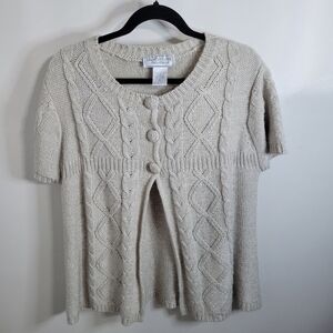 United States Sweaters Beige Cable Knit 3 Button Cardigan, Size XL